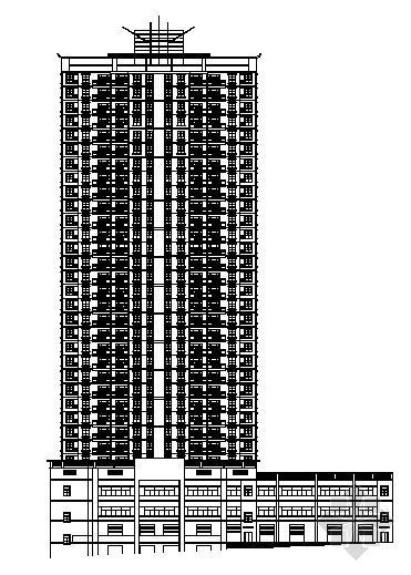 低层建筑CAD建施图资料下载-高层商住建筑建施图