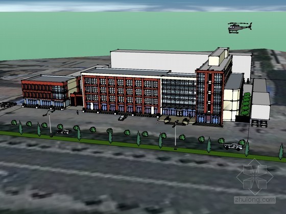 军工厂变身现代办公楼资料下载-现代办公楼建筑SketchUp模型