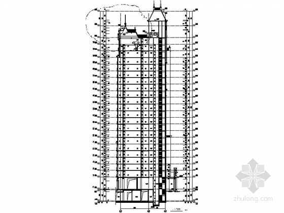 [安徽]某欧式小区规划及单体住宅楼施工图（知名设计院）-四栋剖面图 