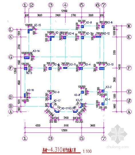 2层别墅土建工程量清单计价实例（含图纸及算量）-柱平法施工图 