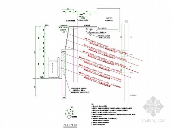 深基坑大样图资料下载-[湖南]15米深基坑桩锚支护施工图（永久支护）