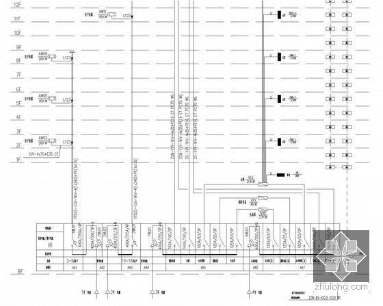 [上海]高层小区住宅建筑电气施工图纸（知名设计院）-配电垂直干线图