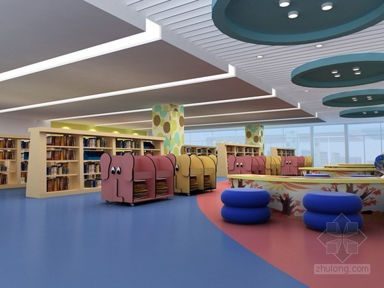 阅读室平面设计图资料下载-儿童阅读室3d模型