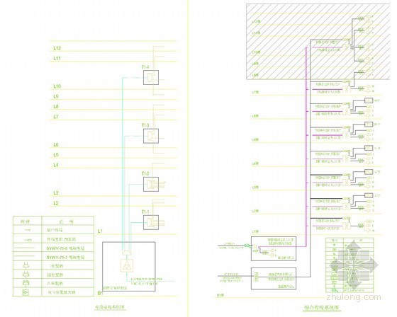 [北京]办公楼室内精装修弱电系统施工图纸-弱电系统图 