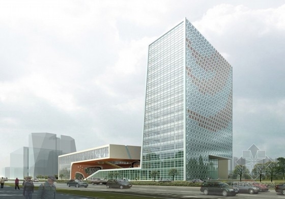 [北京]16层呼吸式玻璃幕墙体系知名传媒中心建筑设计方案文本（国内知名建筑事务所）-办公楼效果图 