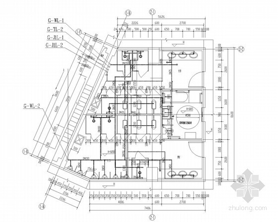 [重庆]高层住宅楼给排消防施工图 （气体灭火系统）-卫生间大样图 