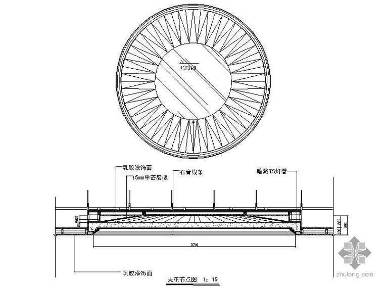 室内天花检修口节点图资料下载-包间圆型天花节点图