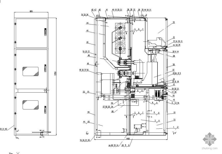 高低压配电柜电气系统图资料下载-各种高低压配电柜装配图