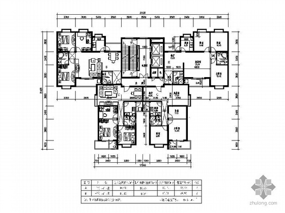 一梯四户CAD平面图资料下载-49套一梯四塔式住宅户型平面图
