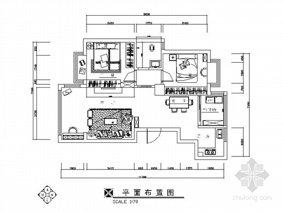 [四川]田园风情两居室室内装修施工图（含效果）