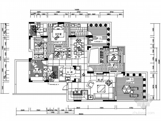 [无锡]某小区三居室CAD制图规范设计施工图（范本）