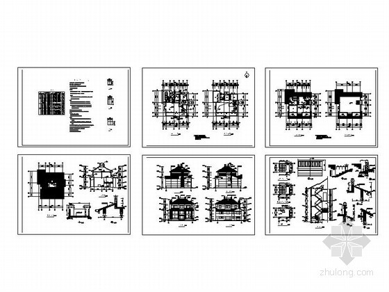 某二层坡屋顶独栋别墅建筑施工图（254平方米、南入口）- 