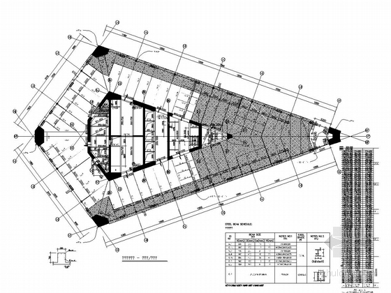 [广东]60层带斜撑巨柱钢骨混凝土框筒结构综合大厦结施（300米 CAD与PDF双版本）-四十三层平面图 - 避难层/设备层