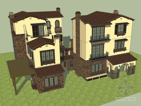 古典别墅模型资料下载-古典风格别墅SketchUp模型下载