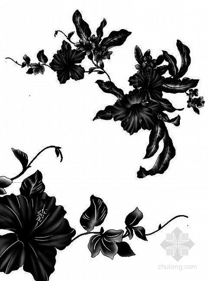 黑白花纹资料下载-精致黑白花纹墙纸3D贴图下载