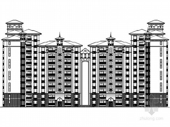 一梯二小高层户型平面资料下载-某十二层西班牙式小高层住宅楼建筑方案图