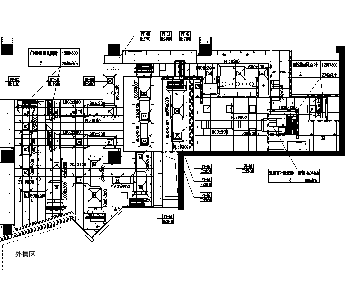 厨房排油烟风机CAD资料下载-广州凯德广场快餐店暖通施工图（水、电、消防）