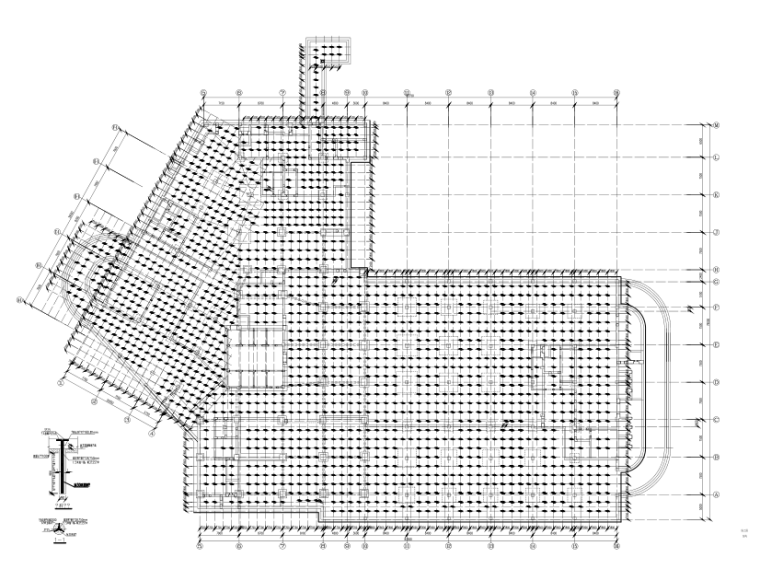 医院框剪结构人防地下室建筑结构施工图2016-锚杆平面布置图