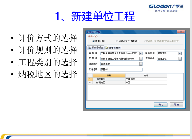广联达工程量清单GBQ4.0计价软件的自学PPT-新建单位工程