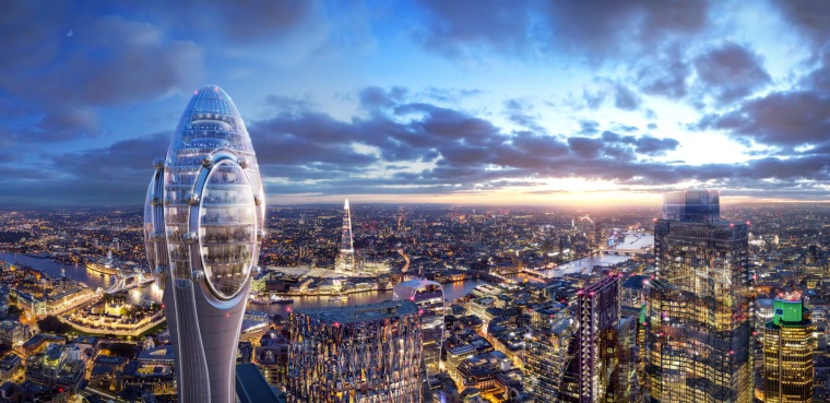 高空天桥资料下载-福斯特事务所公布伦敦新地标“郁金香”方案，俯瞰“小黄瓜”
