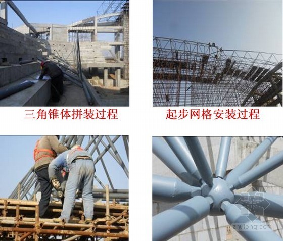 钢结构高空散装法资料下载-[QC成果]提高屋面网壳结构拼装精度（高空脚手架散装法）