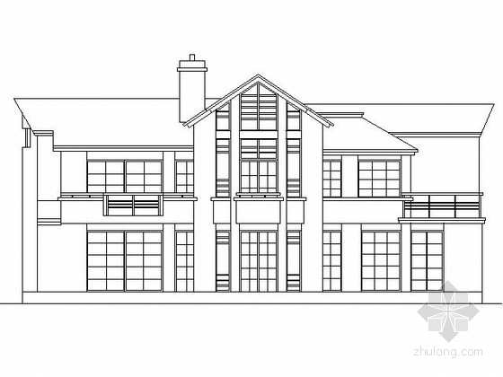 300平米别墅建筑设计资料下载-某二层北美风情别墅方案图（300平米南入口）