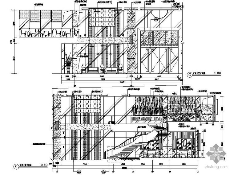 混凝土框架结构立面图资料下载-大堂立面图