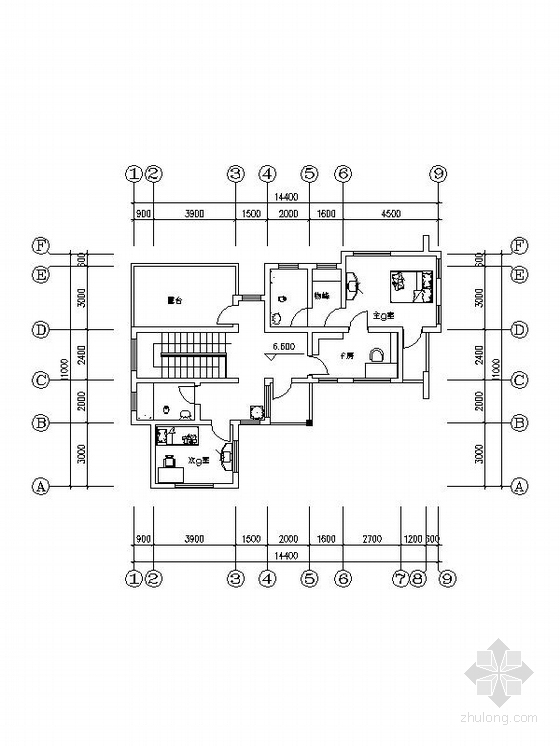 [新农村]3层现代风格家庭独栋别墅设计施工图（含效果图）-3层现代风格家庭独栋别墅平面图