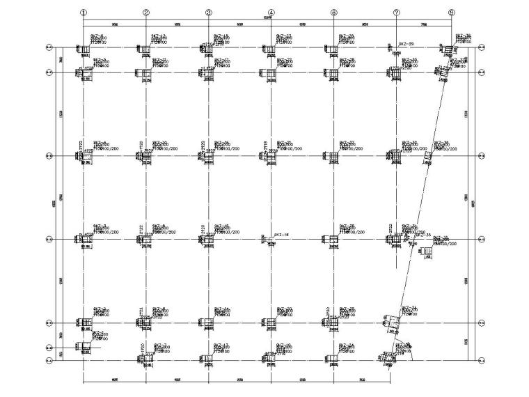 [江苏]四层框架结构工业厂房结构施工图-二层框架柱配筋图.jpg