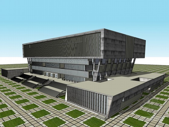 建筑图书馆案例设计资料下载-某图书馆建筑SketchUp模型下载