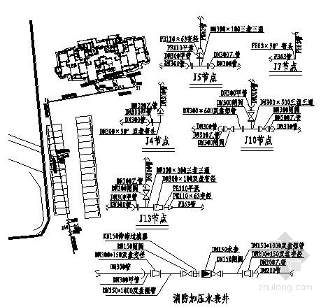 [山东]城市小区室外管线及道路工程设计图纸51张（排水热力中水）-给水设计节点图 