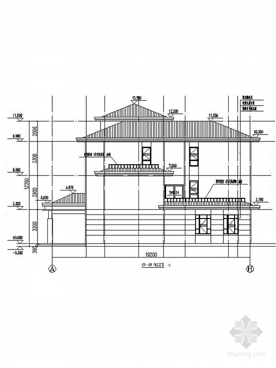 [新农村]三层独栋别墅建筑施工图（含效果图 推荐参考）-三层独栋别墅建筑立面图
