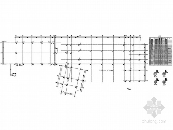 [成都]四层框架结构小学教学楼结构图（钢结构屋顶）-一层板面~二层板面柱平面布置图 
