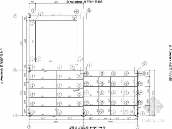 原混凝土结构加层钢结构加固改造施工图-楼层节点布置图 