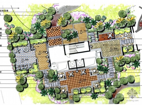 别墅总平图CAD资料下载-武汉小区别墅庭院景观方案总平
