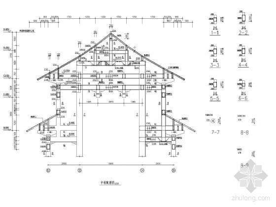 中式戏台、祠堂建筑施工图-配筋图