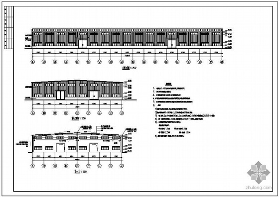 18米跨轻钢资料下载-某2×24米跨带吊车轻钢厂房建筑结构设计图