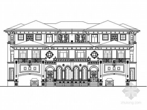 欧式别墅建施资料下载-[浙江]某欧式风格双拼别墅建筑施工图