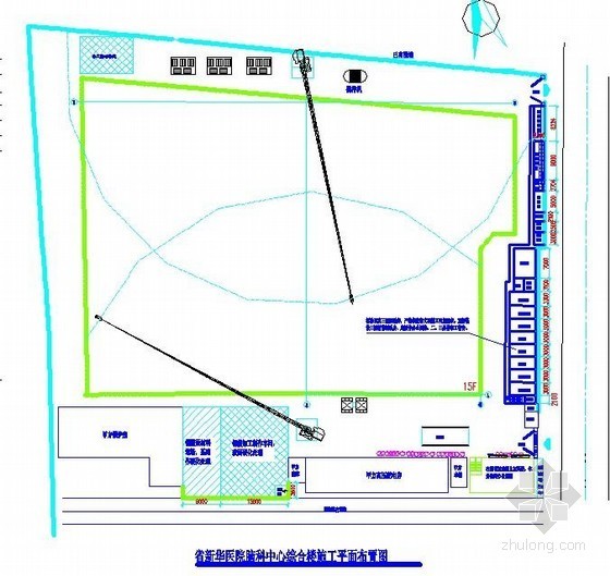 建筑施工现场平面布置软件资料下载-[湖北]医院综合楼施工现场平面布置图（基础、主体、临电等）