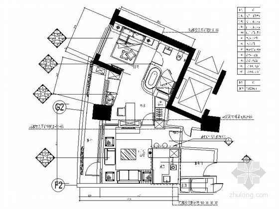 酒店式公寓户型平面图设计资料下载-现代酒店式公寓G户型室内装修图