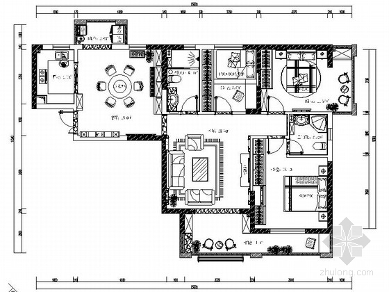 装修3室2厅资料下载-[武汉]高档浪漫欧式3室2厅全套CAD施工图（含效果图）