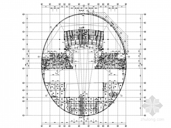 演艺中心平面方案资料下载-椭圆形钢混框架演艺中心结构施工图