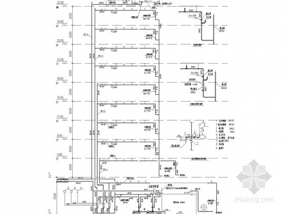 [江苏]多层培训中心教学楼及宿舍给排水消防施工图（绿色建筑）-喷淋系统图 