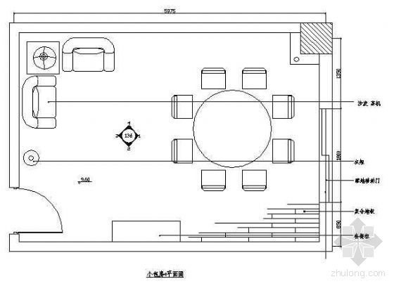 办公餐厅设计平面布置方案资料下载-餐厅包房平面布置图3