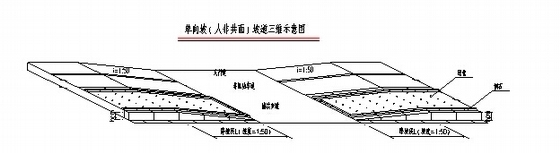 [江苏]城市道路无障碍设计说明及通用图37张（缘石 盲道）-单面坡（人非共面）缘石坡道