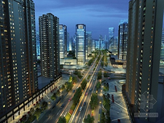 现代光影效果资料下载-[南京]现代科技光影商务新城景观设计方案
