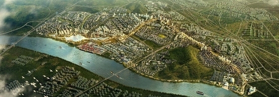 [湖南]自然生态城市景观规划设计方案-鸟瞰效果图