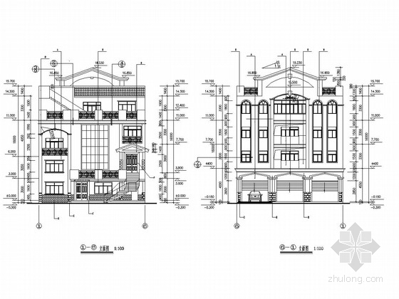 别墅建筑结构图CAD资料下载-[广东]四层框架结构别墅结构图（含建筑图）