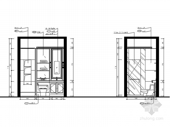 [浙江]全套精装高层样板房装修设计施工图（含效果）卫生间立面图