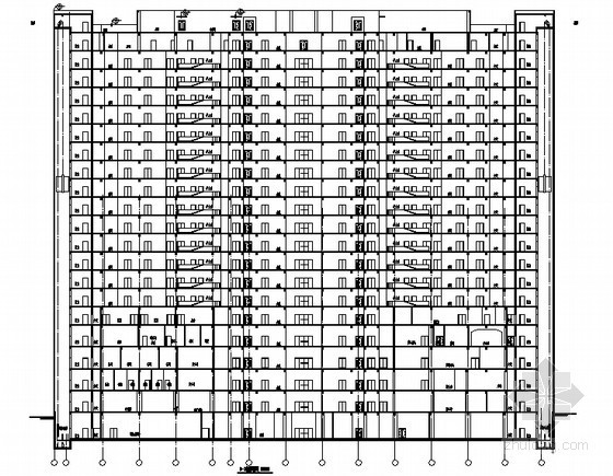 [安徽六安]某二十层中医院综合病房大楼建筑施工图-剖面 